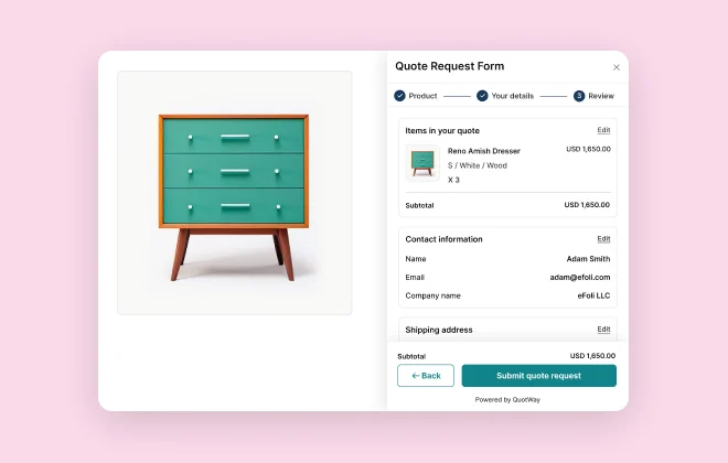 QuotWay on a Shopify store