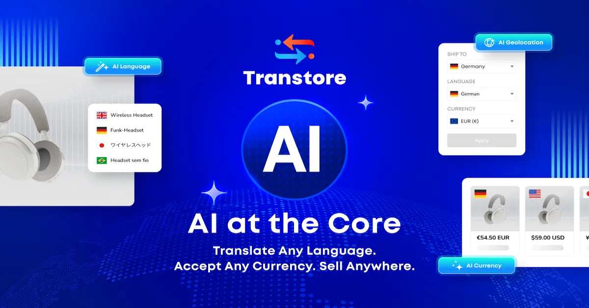 Transtore – Language & Currency banner